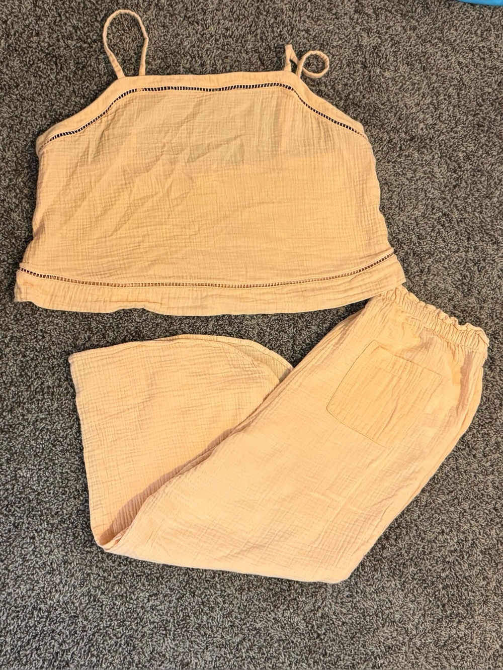 Soma Cotton Gauze Pajama Set| Peach| Cami-XL/ Bottoms-L - Picture 2 of 7